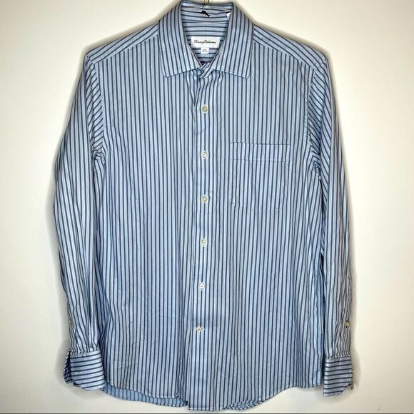 Tommy Bahama 15.5-34/35 Blue-White Striped LS - Picture 5 of 5